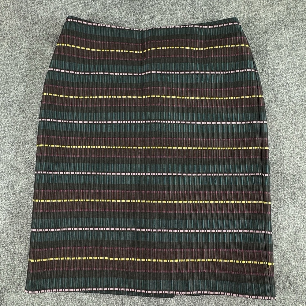 Ann Taylor Factory Skirt Women 6 Multicolor Pencil Stripe Preppy Office Academic